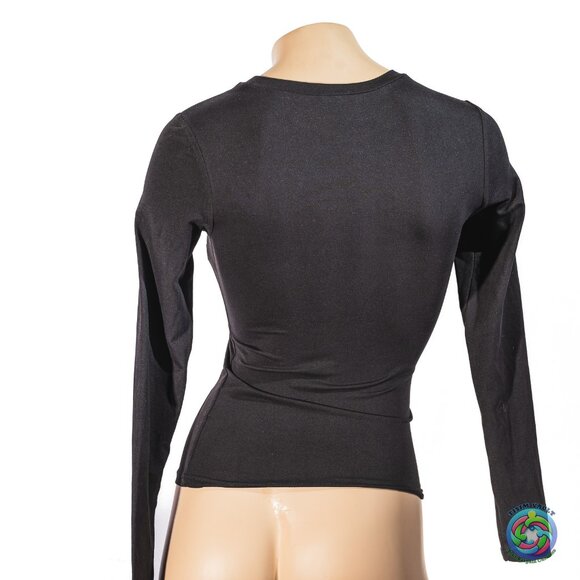 Trendy Queen Black Womens Long Sleeve Spring Crop Top - Picture 4 of 12